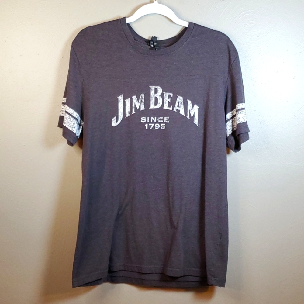 District women's JIM BEAM short sleeve tshirt. Gray and white, size medium